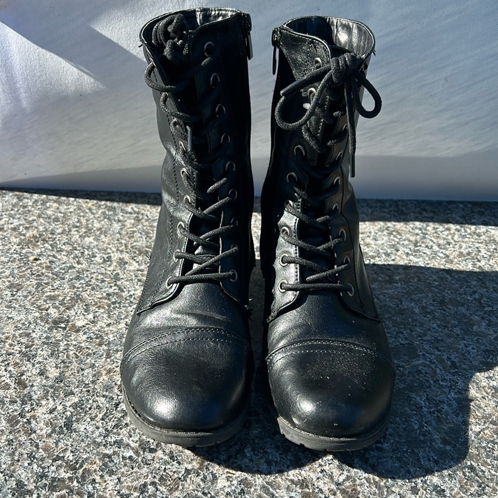 Forever combat boots. Lace up. Stylish.